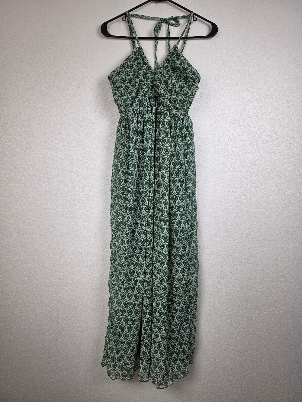 Anthropologie Sincerely Jules Green Floral Smocked Dress